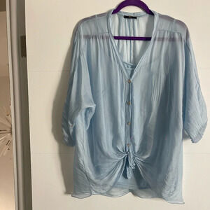 Italian blouse in baby blue one size fits all used only once in good condition